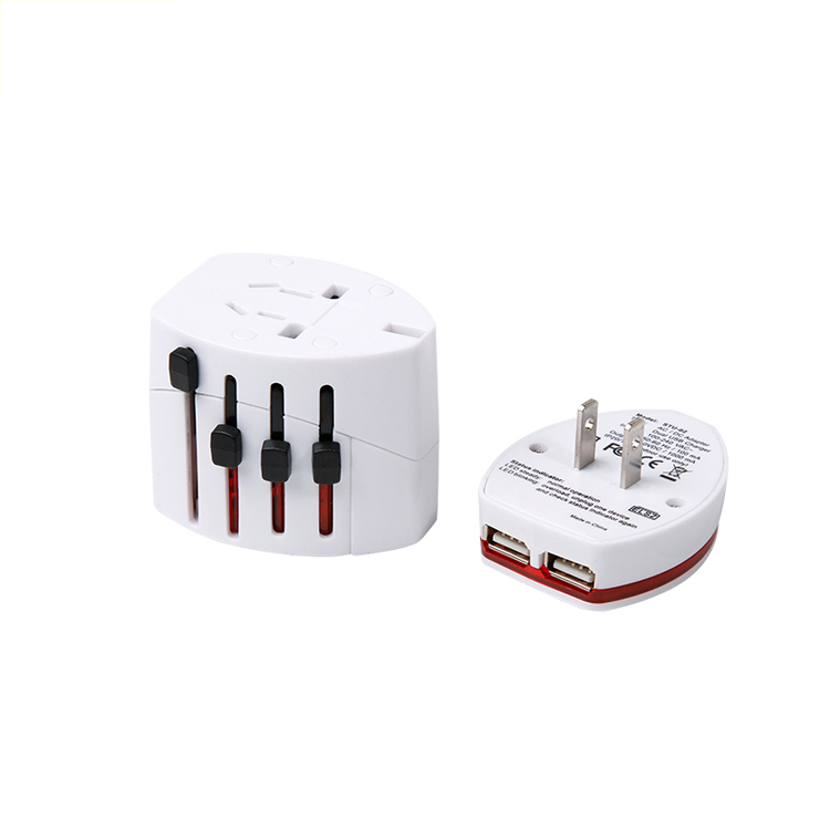 Travelsky 2 flat pins adapter plug 13605-4 多合一国际通用世界插头旅行适配器带 USB-10